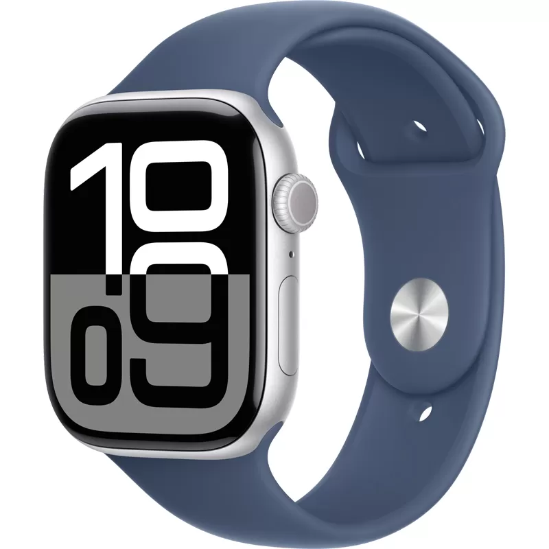 APPLE WATCH S10 46MM GPS MWWM3LW A SILVER ALUM DENIM SPORT BAND M L